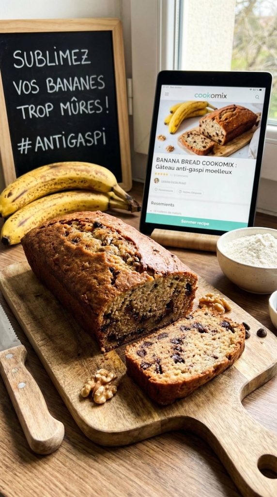 Banana bread cookomix : un gâteau anti-gaspi moelleux pour sublimer vos bananes trop mûres