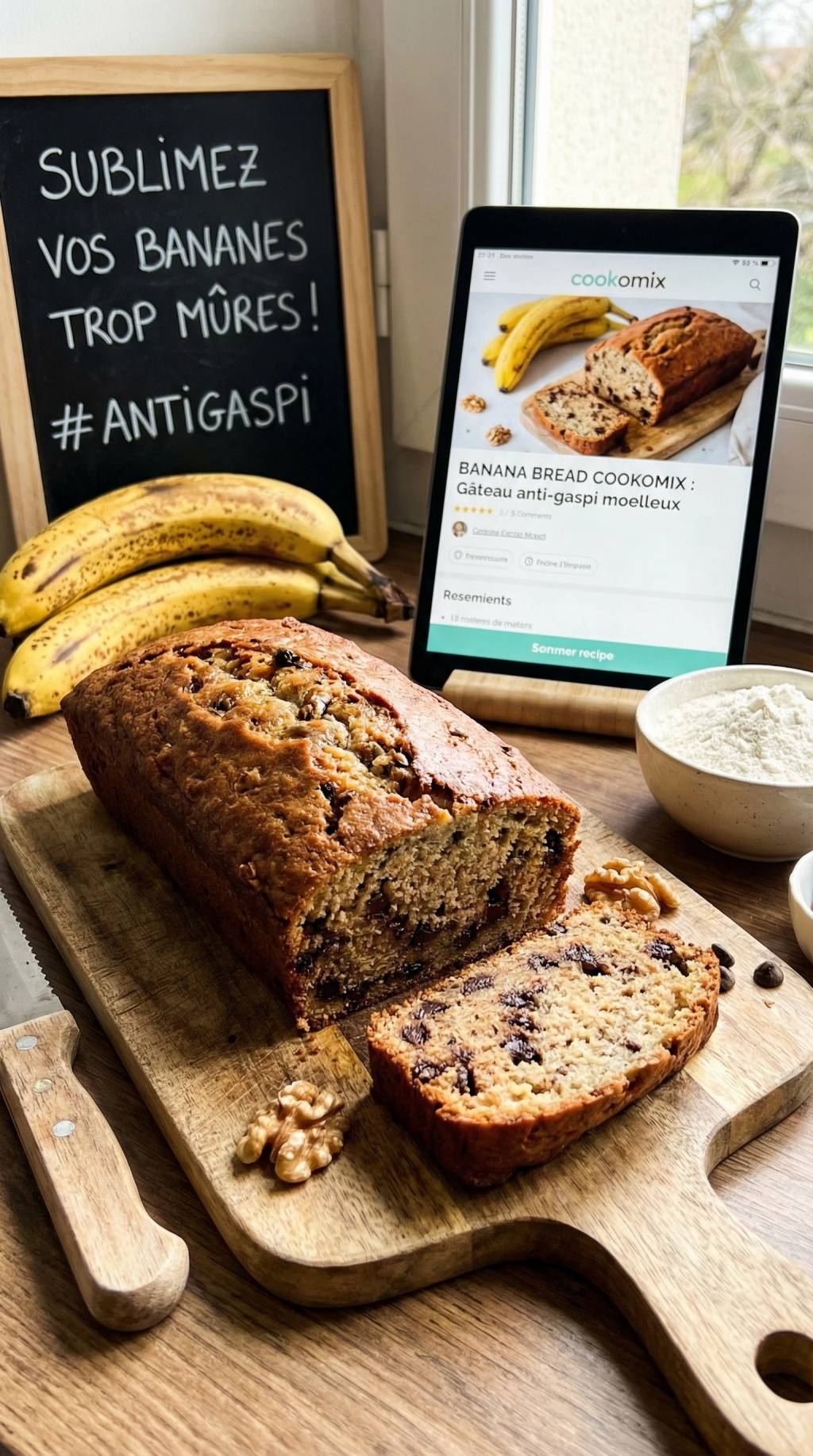 Banana bread cookomix : un gâteau anti-gaspi moelleux pour sublimer vos bananes trop mûres